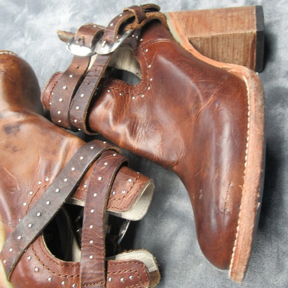 Freebird Womens‎ Boots 6 Rainbow Brown Western Studded Leather Ankle Booties - Picture 8 of 16